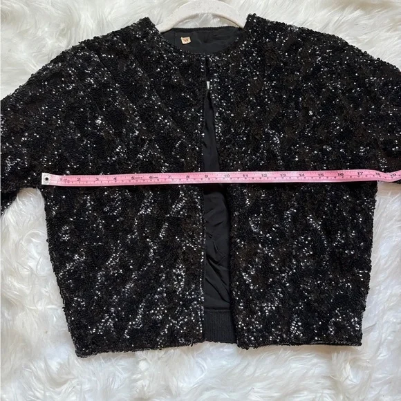 Unique Vintage Black Sequin Jacket - Picture 4 of 8